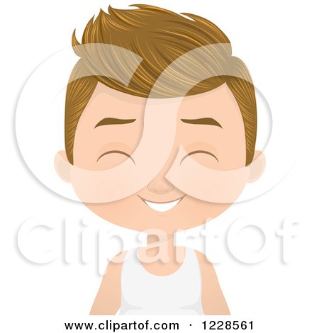 Clipart of a Laughing Dirty Blond Man or Boy - Royalty Free Vector Illustration by Melisende Vector