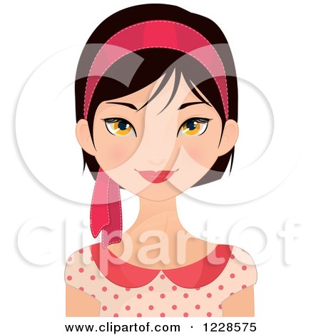 Clipart of a Clever Young Asian Woman in a Headband - Royalty Free Vector Illustration by Melisende Vector