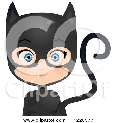 Clipart of a Happy Girl in a Black Cat Costume - Royalty Free Vector Illustration by Melisende Vector