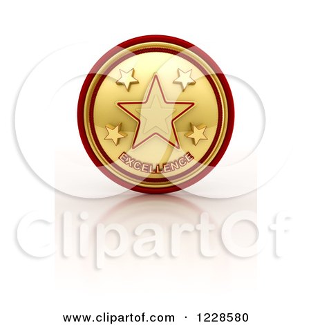 Clipart of a 3d Five Star Excellence Seal and Reflection - Royalty Free Illustration by stockillustrations