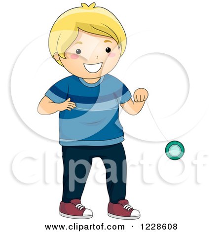 Clipart of a Talentined Blond Caucasian Boy Playing with a Yoyo - Royalty Free Vector Illustration by BNP Design Studio