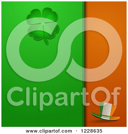 Clipart of a Shamrock and Irish Hat on St Patricks Day Leather - Royalty Free Vector Illustration by elaineitalia