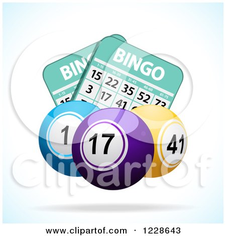 Clipart of 3d Floating Bingo Balls and Cards - Royalty Free Vector Illustration by elaineitalia