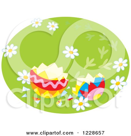 Clipart of a Cracked Easter Egg - Royalty Free Vector Illustration by Alex Bannykh