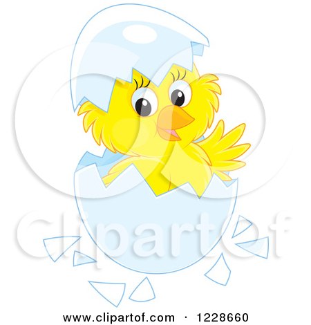 Clipart of a Cute Chick Hatching from an Egg - Royalty Free Vector Illustration by Alex Bannykh