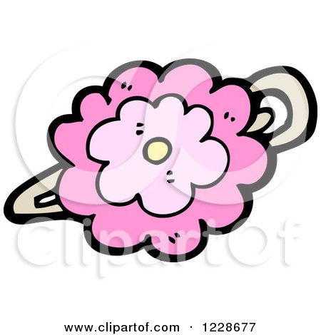 Clipart of a Pink Flower Hair Clip - Royalty Free Vector Illustration by lineartestpilot