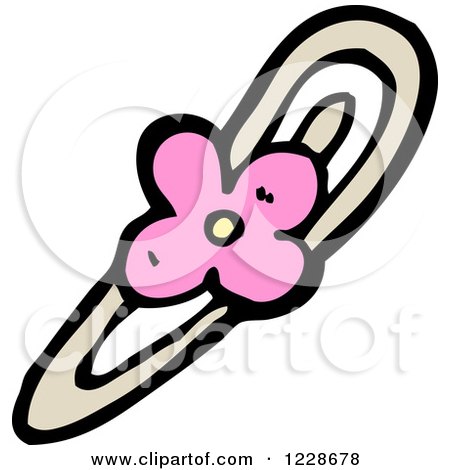 Clipart of a Pink Flower Hair Clip - Royalty Free Vector Illustration by lineartestpilot