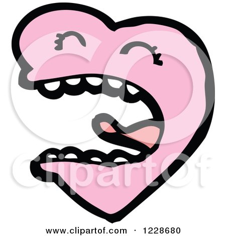 Clipart of a Screaming Pink Heart - Royalty Free Vector Illustration by lineartestpilot