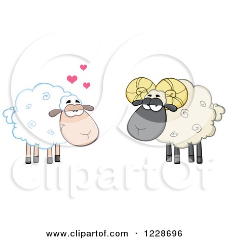 Clipart of an Ewe in Love with a Ram Sheep - Royalty Free Vector Illustration by Hit Toon
