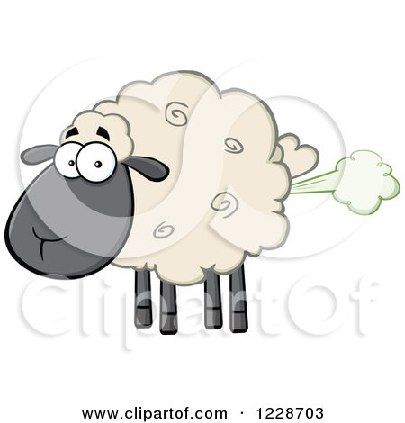 Clipart of a Flatulent Black and Tan Sheep Farting - Royalty Free Vector Illustration by Hit Toon