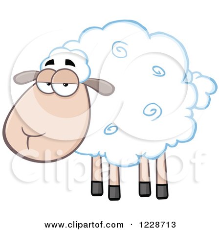 Clipart of an Annoyed Sheep - Royalty Free Vector Illustration by Hit Toon