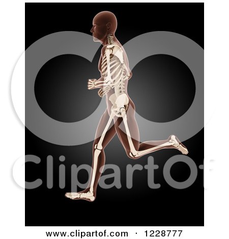Clipart of a 3d Running Medical Male Model with Visible Skeleton - Royalty Free Illustration by KJ Pargeter