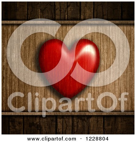 Clipart of a Transparent Red Heart over Wood Grain - Royalty Free Illustration by KJ Pargeter