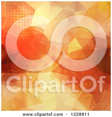 Clipart of an Abstract Geometric Orange Background with Dots - Royalty Free Vector Illustration by KJ Pargeter