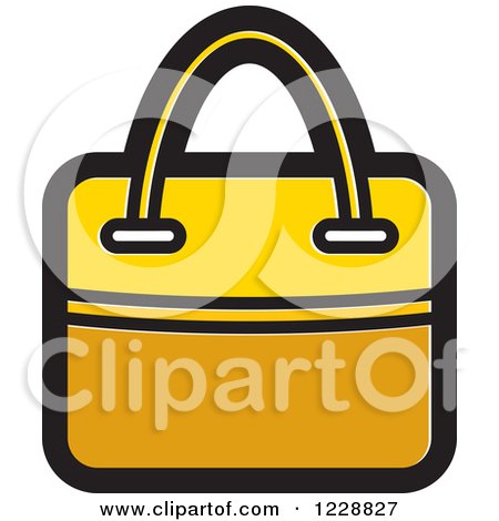 Clipart of a Yellow Hand Bag Icon - Royalty Free Vector Illustration by Lal Perera