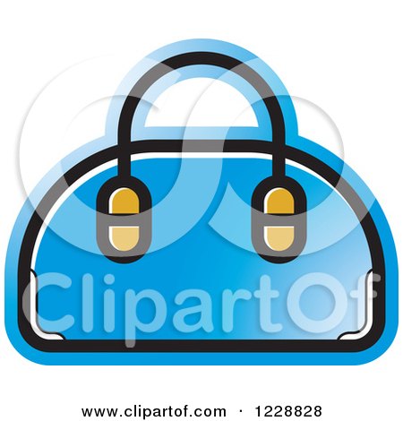 Clipart of a Blue Purse Icon - Royalty Free Vector Illustration by Lal Perera