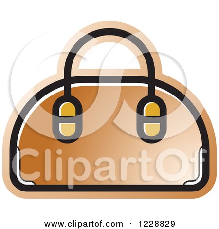 Clipart of a Brown Purse Icon - Royalty Free Vector Illustration by Lal Perera