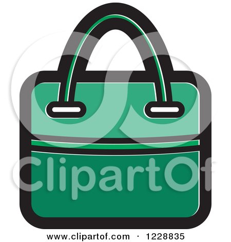Clipart of a Green Hand Bag Icon - Royalty Free Vector Illustration by Lal Perera