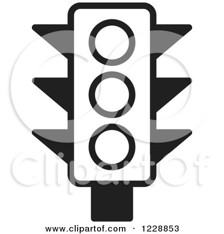 Clipart of a Black and White Traffic Light Icon - Royalty Free Vector Illustration by Lal Perera