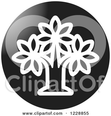 Clipart of a Round Black and White Tree Icon - Royalty Free Vector Illustration by Lal Perera