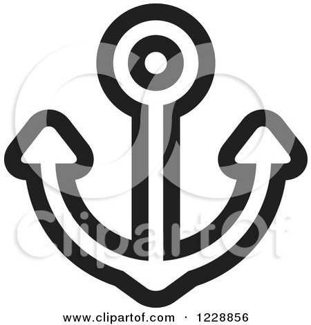 Clipart of a Black and White Nautical Anchor Icon - Royalty Free Vector Illustration by Lal Perera