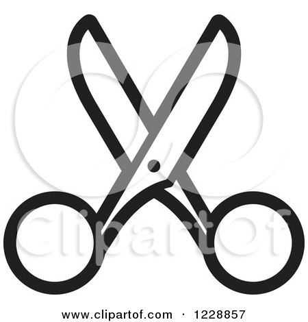 Clipart of a Black and White Scissors Icon - Royalty Free Vector Illustration by Lal Perera