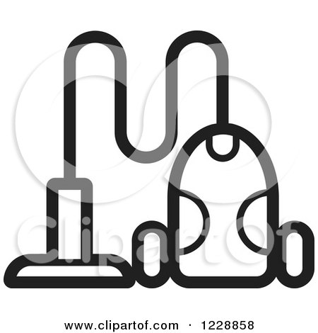 Clipart of a Black and White Canister Vacuum Icon - Royalty Free Vector Illustration by Lal Perera