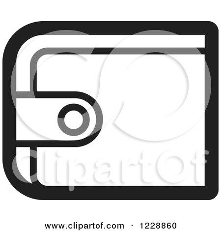 Clipart of a Black and White Wallet Icon - Royalty Free Vector Illustration by Lal Perera