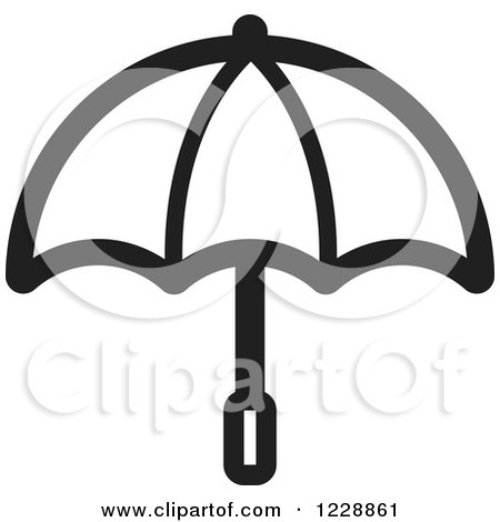 Clipart of a Black and White Umbrella Icon - Royalty Free Vector Illustration by Lal Perera