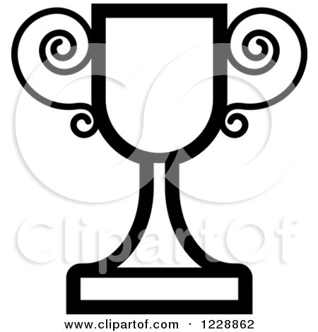 Clipart of a Black and White Trophy Cup Icon - Royalty Free Vector Illustration by Lal Perera