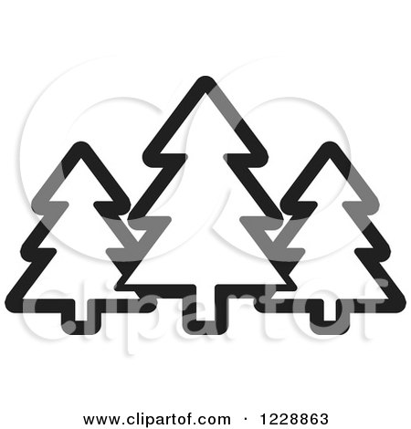 Clipart of a Black and White Evergreen Trees Icon - Royalty Free Vector Illustration by Lal Perera