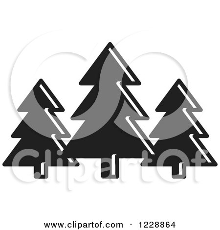 Clipart of a Black and White Evergreen Trees Icon - Royalty Free Vector Illustration by Lal Perera