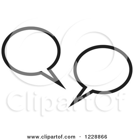Clipart of a Black and White Speech Bubble Live Chat Icon - Royalty Free Vector Illustration by Lal Perera