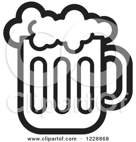 Clipart of a Black and White Beer Icon - Royalty Free Vector Illustration by Lal Perera
