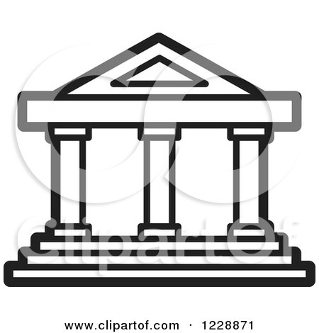 Clipart of a Black and White Court House Building Icon - Royalty Free Vector Illustration by Lal Perera