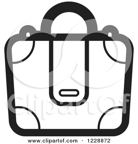 Clipart of a Black and White Briefcase Bag Icon - Royalty Free Vector Illustration by Lal Perera