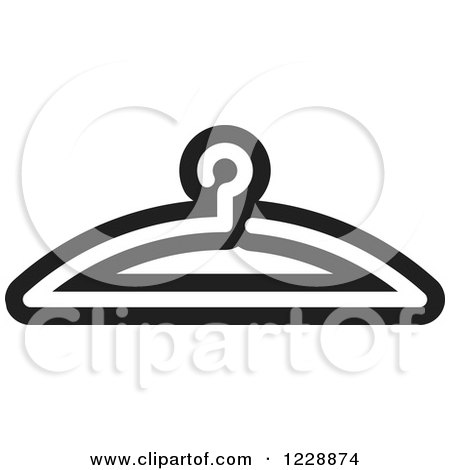 Clipart of a Black and White Clothes Hanger Icon - Royalty Free Vector Illustration by Lal Perera