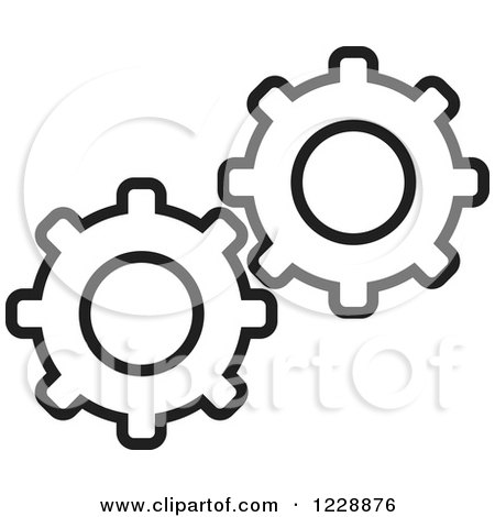 Clipart of a Black and White Gear Cog Icon - Royalty Free Vector Illustration by Lal Perera