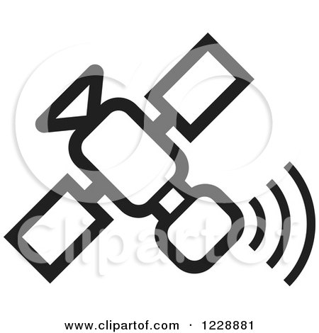 Clipart of a Black and White Satellite Icon - Royalty Free Vector Illustration by Lal Perera