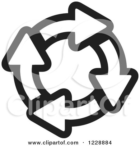 Clipart of a Circle of Black and White Recycle Arrows Icon - Royalty Free Vector Illustration by Lal Perera