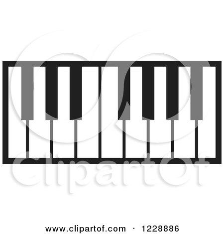 Clipart of a Black and White Piano Keyboard Icon - Royalty Free Vector Illustration by Lal Perera