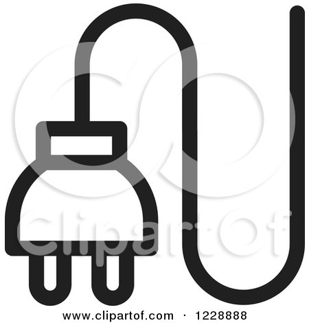 Clipart of a Black and White Electrical Plug Icon - Royalty Free Vector Illustration by Lal Perera