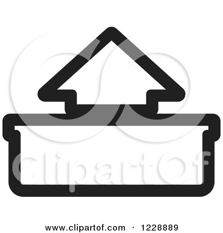 Clipart of a Black and White out or Upload Arrow Icon - Royalty Free Vector Illustration by Lal Perera