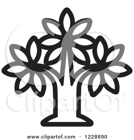Clipart of a Black and White Tree Icon - Royalty Free Vector Illustration by Lal Perera
