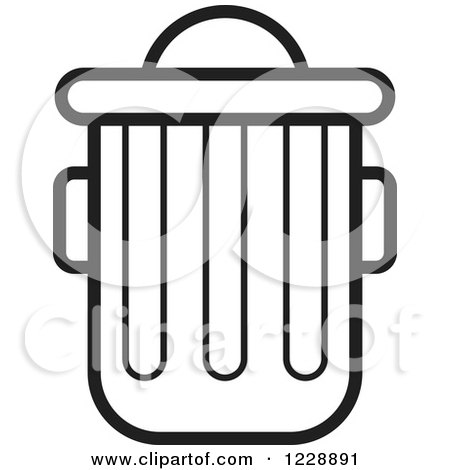 Clipart of a Black and White Trash Can Icon - Royalty Free Vector Illustration by Lal Perera