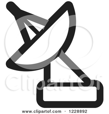 Clipart of a Black and White Satellite Dish Icon - Royalty Free Vector Illustration by Lal Perera