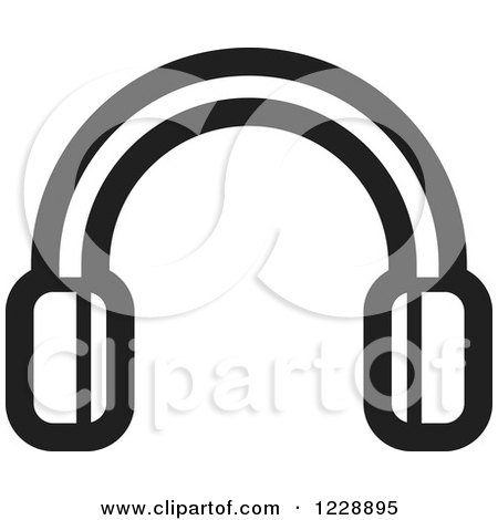 Clipart of a Black and White Headphones Icon - Royalty Free Vector Illustration by Lal Perera