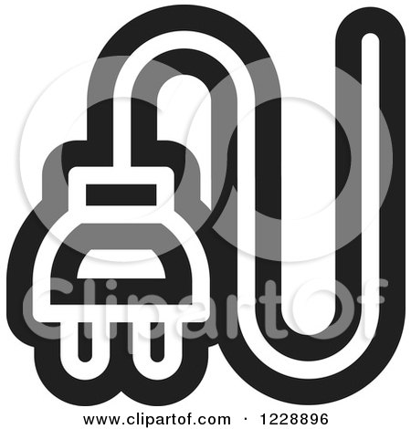 Clipart of a Black and White Electrical Plug Icon - Royalty Free Vector Illustration by Lal Perera