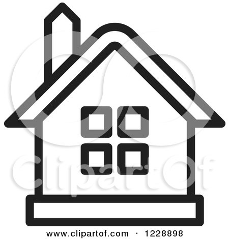 Clipart of a Black and White House Icon - Royalty Free Vector Illustration by Lal Perera