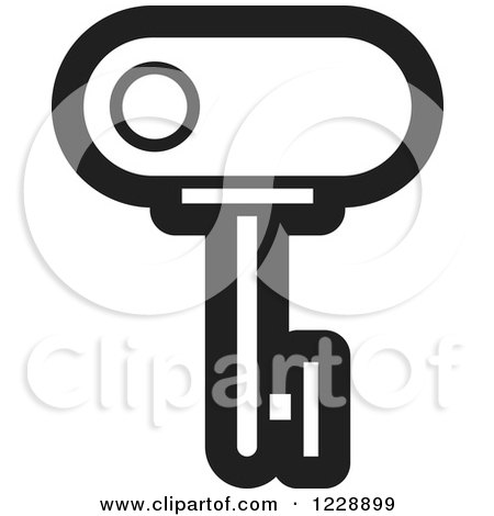 Clipart of a Black and White Key Icon - Royalty Free Vector Illustration by Lal Perera